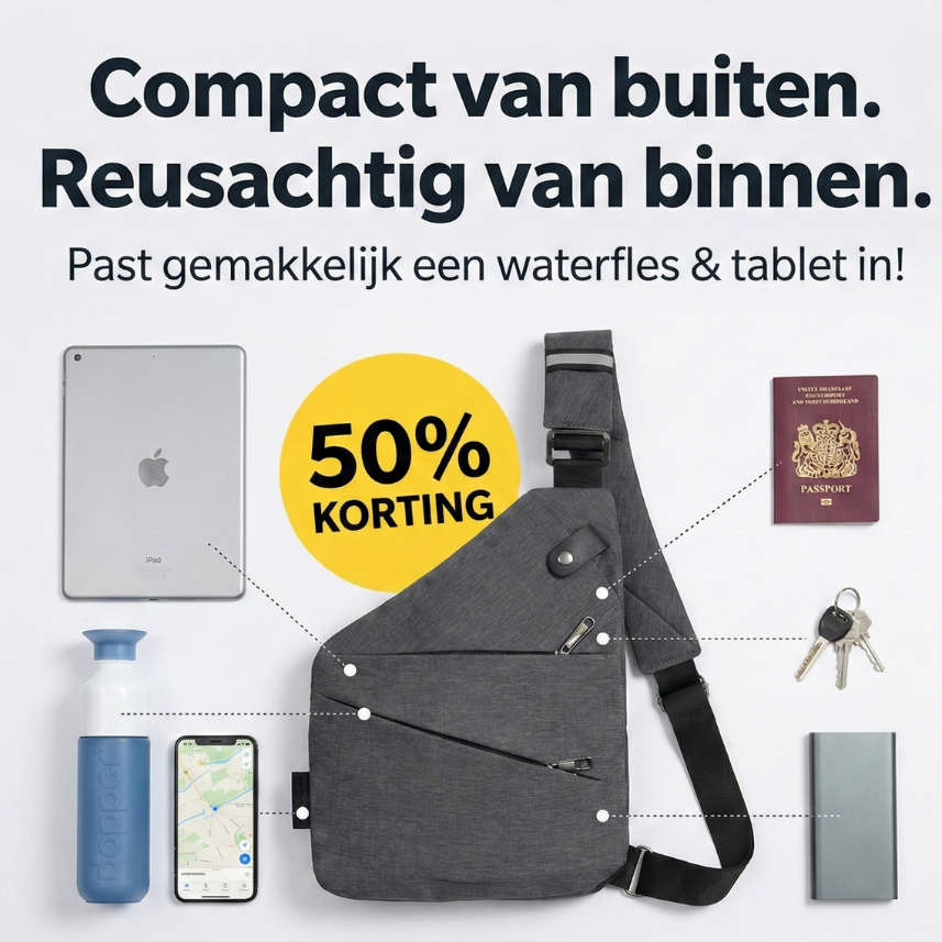 SecuWalker Anti-Diefstal Slingbag - Waterdichte Crossbody Tas