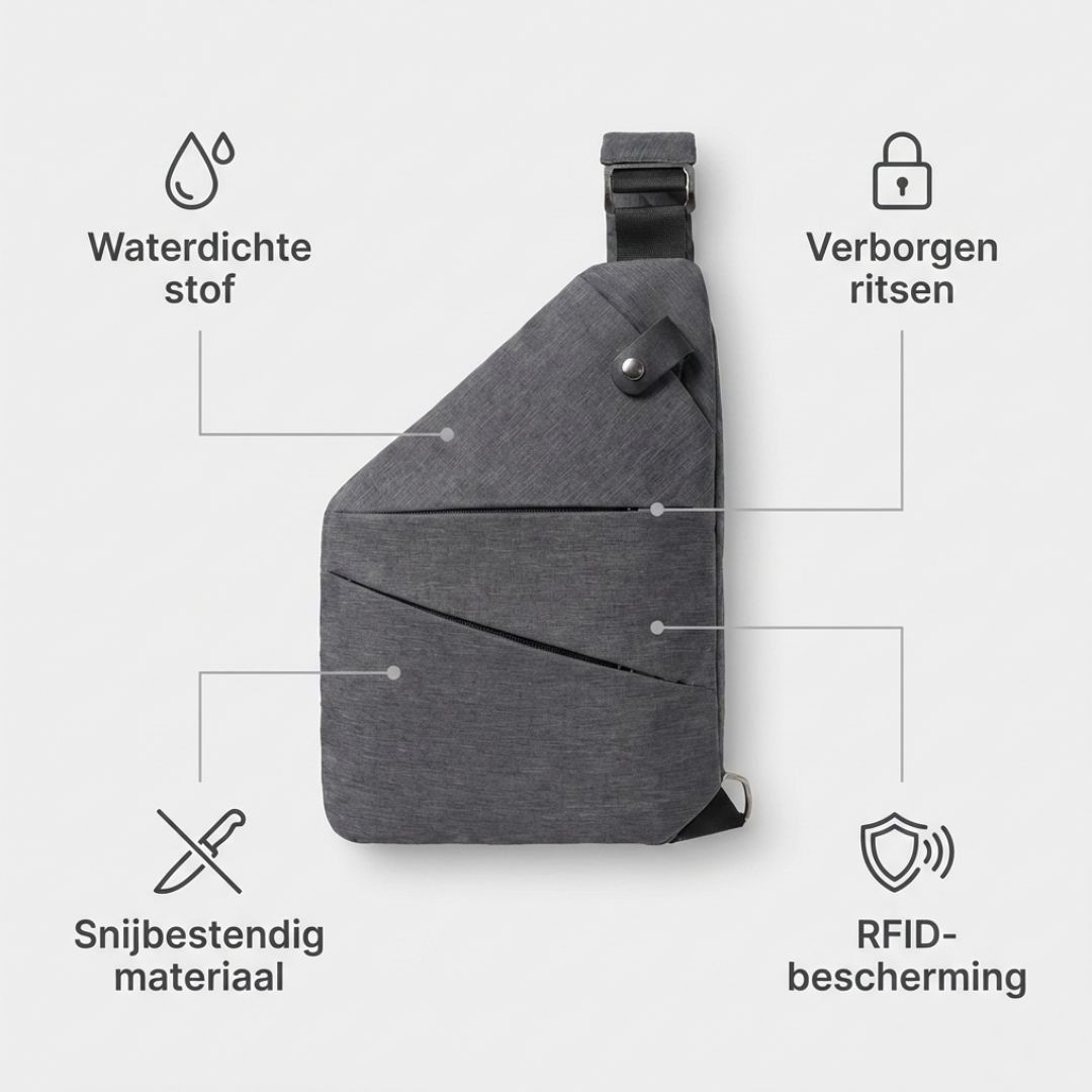 SecuWalker Anti-Diefstal Slingbag - Waterdichte Crossbody Tas
